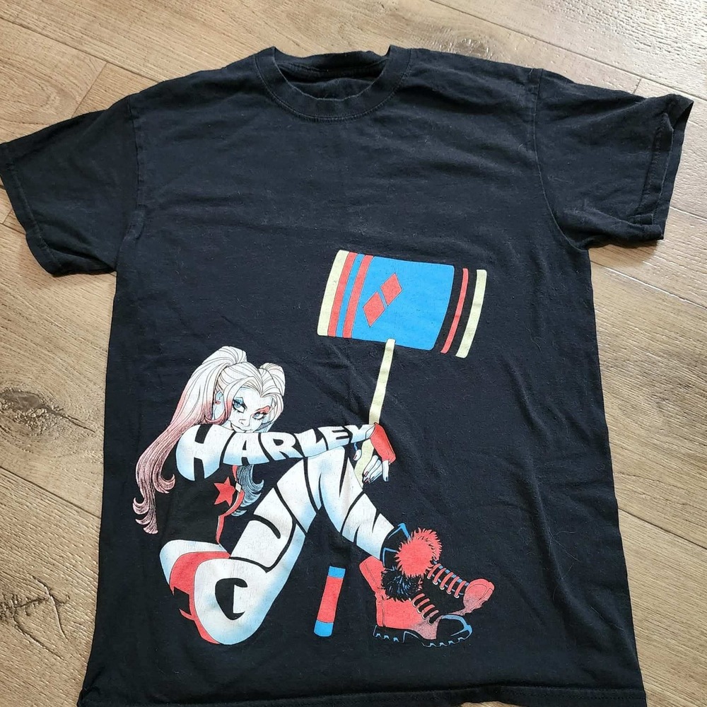 DC Comics Harley Quinn Graphic T-Shirt Mens Small Black Mallet Suicide Squad Tee